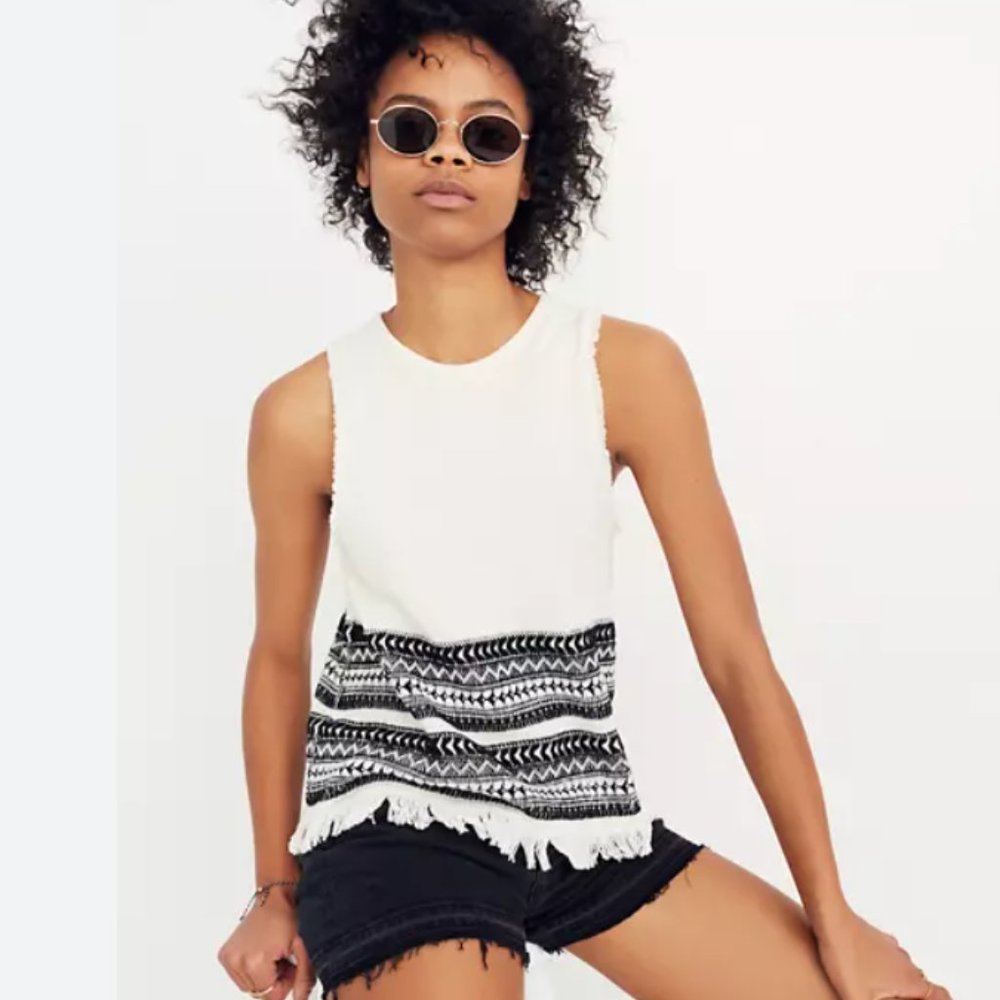 Madewell Black and White Sweater Tank XS